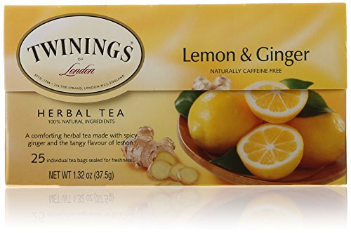 Twinings of London Lemon & Ginger Herbal Tea Bags, 25 Count