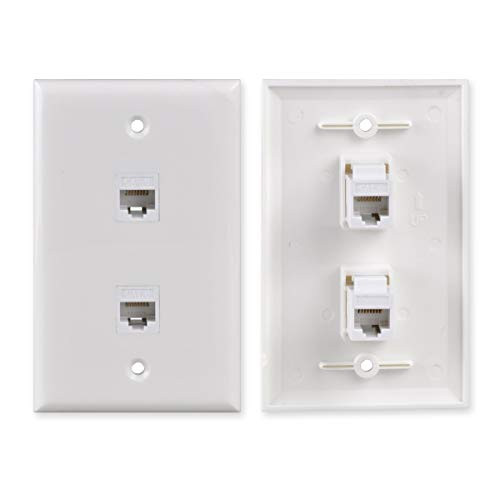 Conwork 2-Port CAT 6 Ethernet Wall Plate, RJ45 Ethernet Keystone Inserts Jack Network Wall Plate Panel - Cat6/5/5e Compatible (1-Pack)