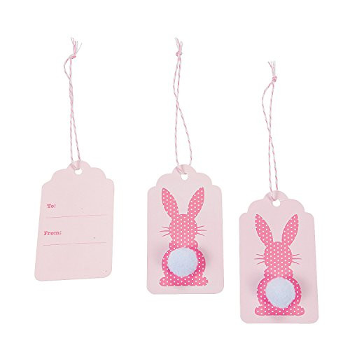 Fun Express - Easter Bunny Tail Gift Tags for Easter - Party Supplies - Wrappings - Misc Wrappings - Easter - 24 Pieces
