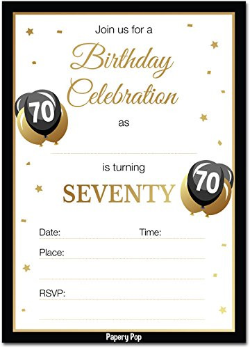 70th Birthday Invitations with Envelopes (30 Count) - 70 Seventy Year Old Anniversary Party Celebration Invites Cards