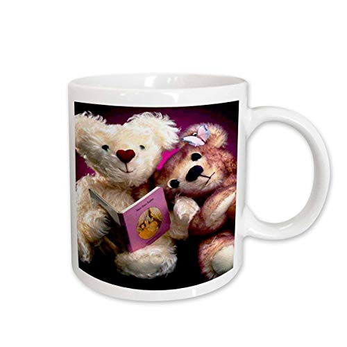 3dRose Teddy Bear Reading Mug, 11-Ounce