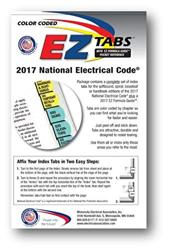 EZ Tabs (Color Coded) with EZ Formula Guide for The 2017 National Electrical Code