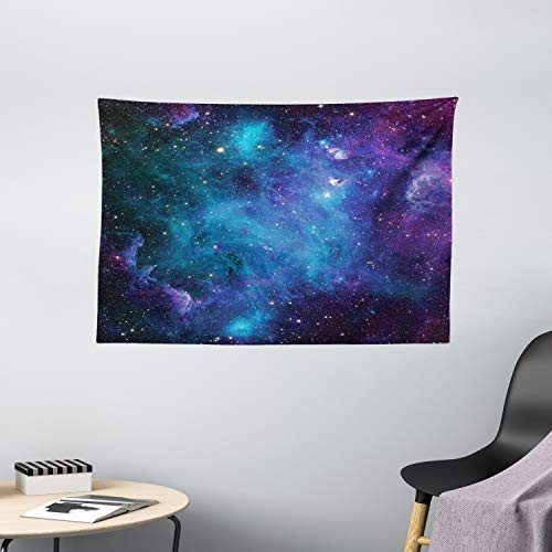 Ambesonne Outer Space Tapestry, Galaxy Stars in Space Celestial Astronomic Planets in The Universe Milky Way, Wide Wall Hanging for Bedroom Living Room Dorm, 60" X 40", Navy Purple