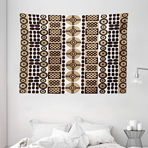 Ambesonne Zambia Tapestry, Unique Safari Kenyan Traditional Folk Culture Retro Print, Wide Wall Hanging for Bedroom Living Room Dorm, 80" X 60", Brown Black
