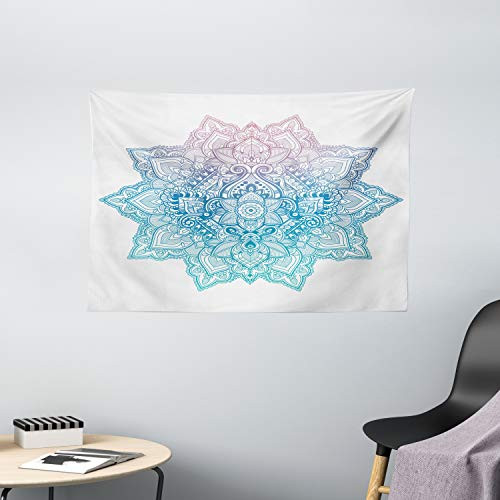 Ambesonne Lotus Tapestry, Bohemian Tattoo Style Pastel Toned Mandala Abstract Lotus Flower Design, Wide Wall Hanging for Bedroom Living Room Dorm, 60" X 40", Lilac Blue Ambesonne Lotus Tapestry, Bohemian Tattoo Style Pastel Toned Mandala Abstract Lotus Flower Design, Wide Wall Hanging for Bedroom Living Room Dorm, 60" X 40", Lilac Blue