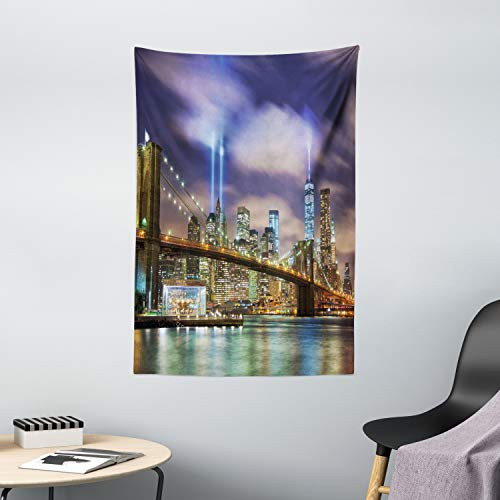 Ambesonne American Tapestry, Philadelphia Under a Hazy Sunset Train on Vibrant Bridge Skyscrapers Landscape, Wall Hanging for Bedroom Living Room Dorm Decor, 40" X 60", Purple Blue Ambesonne American Tapestry, Philadelphia Under a Hazy Sunset Train on Vibrant Bridge Skyscrapers Landscape, Wall Hanging for Bedroom Living Room Dorm Decor, 40" X 60", Purple Blue