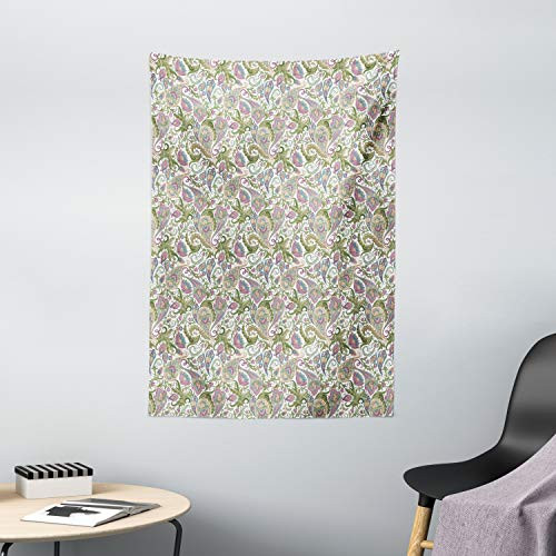 Ambesonne Paisley Tapestry, Traditional Persian Pickles Pattern Vintage Style Ornament, Wall Hanging for Bedroom Living Room Dorm Decor, 40" X 60", Pale Brown Purple Green Ambesonne Paisley Tapestry, Traditional Persian Pickles Pattern Vintage Style Ornament, Wall Hanging for Bedroom Living Room Dorm Decor, 40" X 60", Pale Brown Purple Green