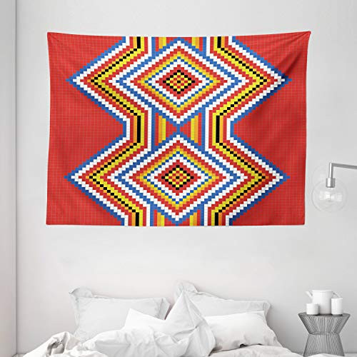 Ambesonne Native American Tapestry Wall Decor, Traditional Native American Style Aztec Mosaic Pattern Ethnic Image Print, Bedroom Living Room Dorm Art Wall Hanging, 80 x 60 Inches, Red Blue White Ambesonne Native American Tapestry Wall Decor, Traditional Native American Style Aztec Mosaic Pattern Ethnic Image Print, Bedroom Living Room Dorm Art Wall Hanging, 80 x 60 Inches, Red Blue White