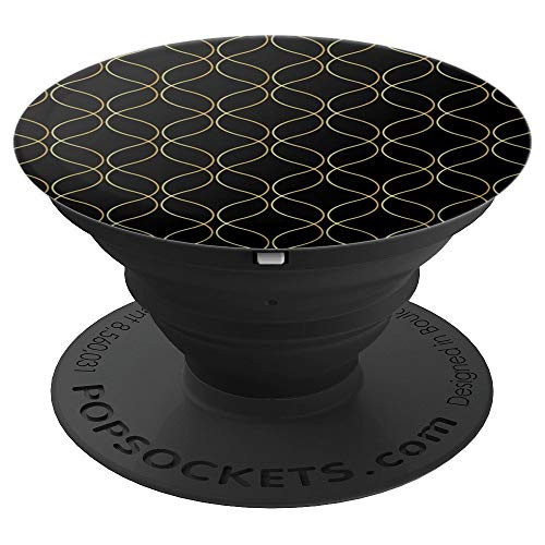 Geometric black design with classy patterned lines PopSockets Grip and Stand for Phones and Tablets