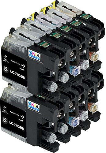 Skia Ink Cartridges Compatible Ink Cartridge Replacement for Brother LC201, LC203 (Black / Cyan / Magenta / Yellow / 10 Pack)