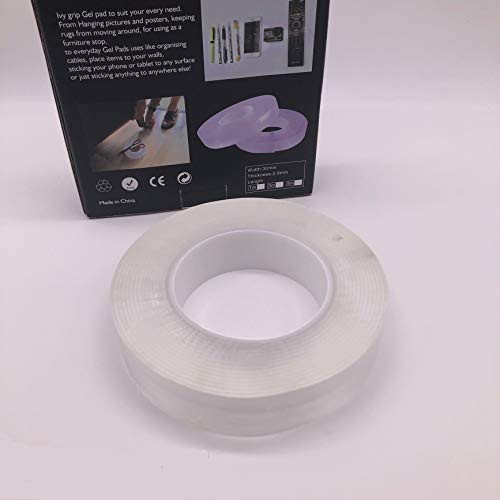 Reusable Traceless Tape 16.5 FT(5M) - Nano Multifunction Movable Washable Tape Transparent Double-Sided Gel mat Adhesive Tape for Paste Photos and Posters