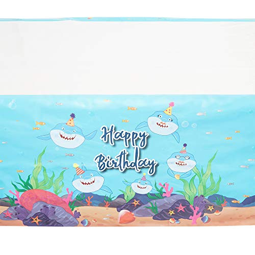 Under The Sea Shark Party Plastic Table Cover (54 x 108 in, 3 Pack)