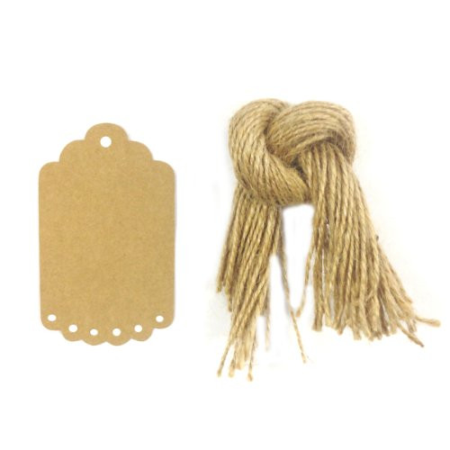 Wrapables 50 Gift Tags/Kraft Scalloped Edge Hang Tags with Free Cut Strings for Gifts, Crafts and Price Tags, Small