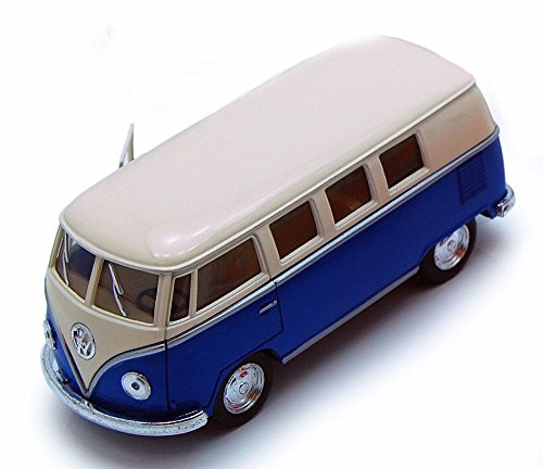 Kinsmart 1962 Volkswagen Classical Bus, Blue 5377D - 1/32 Scale Diecast Model Toy Car, but NO Box