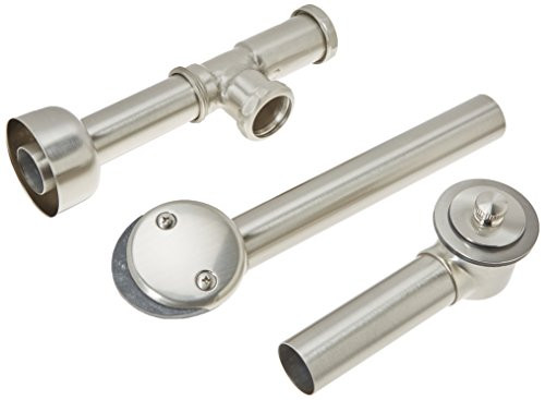 Westbrass 14" All Exposed 17 Gauge Brass Twist & Close Bath Drain with 2-Hole Faceplate, Satin Nickel, D3211K-07