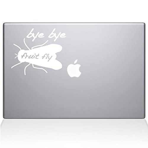 The Decal Guru 1032-MAC-12M-W Bye Bye Fruit Fly Vinyl Sticker, 12" Macbook, White