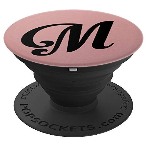 Matte Rose Pink and Black Letter M Monogram PopSockets Grip and Stand for Phones and Tablets Matte Rose Pink and Black Letter M Monogram PopSockets Grip and Stand for Phones and Tablets