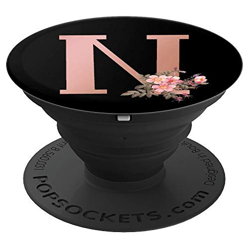 Matte Rose Pink Letter N Floral Monogram PopSockets Grip and Stand for Phones and Tablets Matte Rose Pink Letter N Floral Monogram PopSockets Grip and Stand for Phones and Tablets