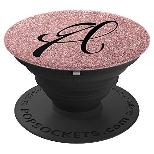 Matte Rose Pink and Black Letter A Monogram PopSockets Grip and Stand for Phones and Tablets Matte Rose Pink and Black Letter A Monogram PopSockets Grip and Stand for Phones and Tablets