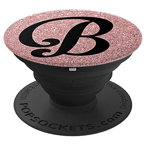 Matte Rose Pink and Black Letter B Monogram PopSockets Grip and Stand for Phones and Tablets Matte Rose Pink and Black Letter B Monogram PopSockets Grip and Stand for Phones and Tablets
