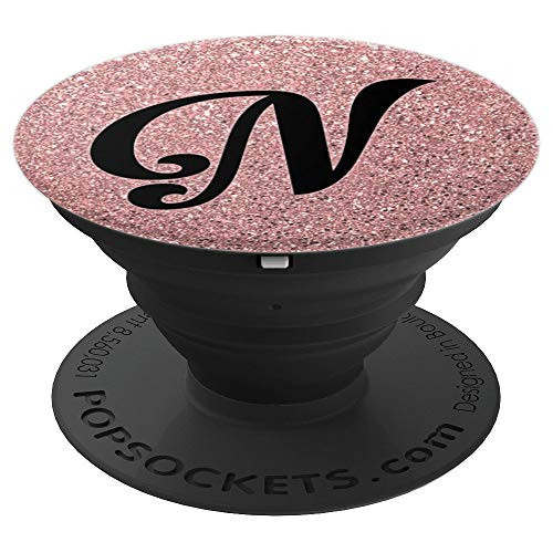 Matte Rose Pink and Black Letter N Monogram PopSockets Grip and Stand for Phones and Tablets Matte Rose Pink and Black Letter N Monogram PopSockets Grip and Stand for Phones and Tablets