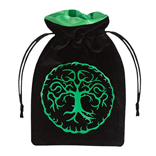 Q-Workshop Forest Black & Green Velour Dice Bag