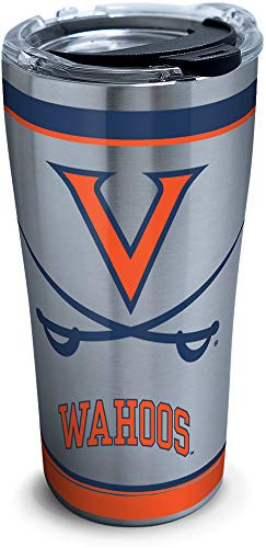 Tervis 1297290 Virginia Cavaliers Tradition Stainless Steel Insulated Tumbler with Clear and Black Hammer Lid, 20 oz, Silver
