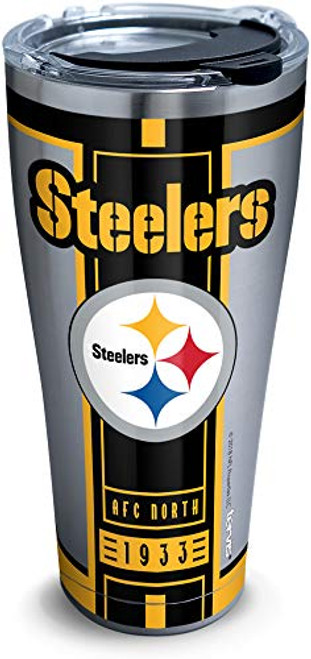 Tervis 1317673 NFL Pittsburgh Steelers Blitz Stainless Steel Insulated Tumbler with Clear and Black Hammer Lid, 30 oz, Silver Tervis 1317673 NFL Pittsburgh Steelers Blitz Stainless Steel Insulated Tumbler with Clear and Black Hammer Lid, 30 oz, Silver