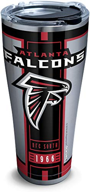Tervis 1317740 NFL Atlanta Falcons Blitz Stainless Steel Insulated Tumbler with Clear and Black Hammer Lid, 30 oz, Silver