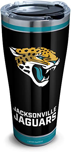 Tervis 1324170 NFL Jacksonville Jaguars - Touchdown Stainless Steel Insulated Tumbler with Clear and Black Hammer Lid, 30 oz, Silver