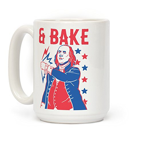 LookHUMAN Shake & Bake: Benjamin Franklin White 15 Ounce Ceramic Coffee Mug