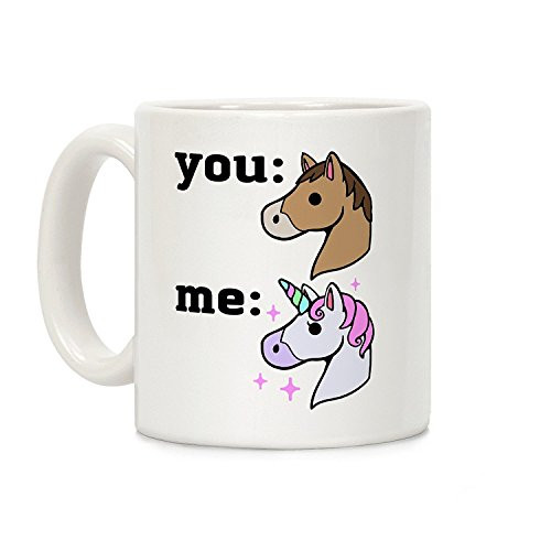 LookHUMAN You: Horse Me: Unicorn White 11 Ounce Ceramic Coffee Mug