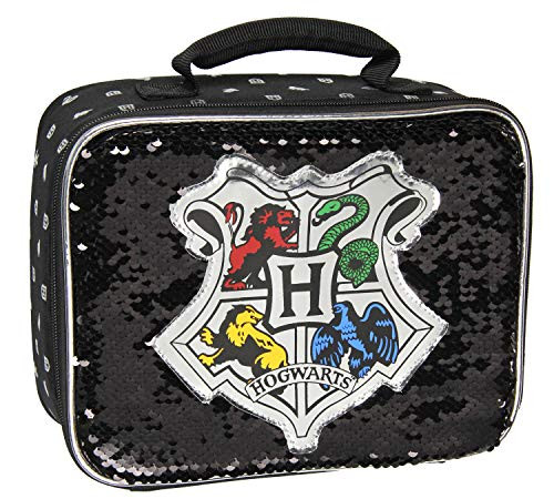 Harry Potter Lunch Box Hogwarts Castle Crest Reversible Sequin Insulated Lunch Bag Tote