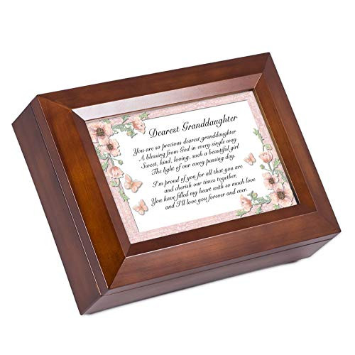 Cottage Garden Dearest Granddaughter Dark Wood Finish Jewelry Music Box - Plays Tune You are My Sunshine Cottage Garden Dearest Granddaughter Dark Wood Finish Jewelry Music Box - Plays Tune You are My Sunshine
