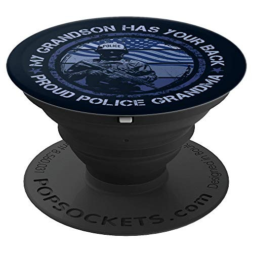 Proud Police Grandma, Thin Blue Line Law Enforcement Family PopSockets Grip and Stand for Phones and Tablets