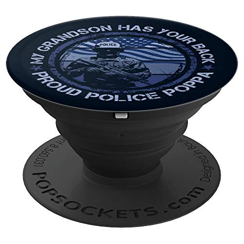 Proud Police Poppa, Thin Blue Line Law Enforcement Family PopSockets Grip and Stand for Phones and Tablets