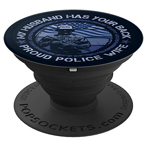 Proud Police Wife, Thin Blue Line Law Enforcement Family PopSockets Grip and Stand for Phones and Tablets