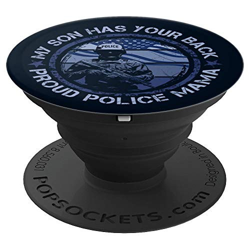 Proud Police Mama, Thin Blue Line Law Enforcement Family PopSockets Grip and Stand for Phones and Tablets