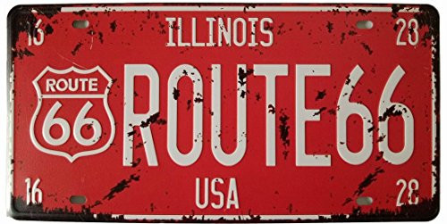 ERLOOD ILLINOTS Route 66 Retro Vintage Auto License Plate Tin Sign Embossed Tag Size Home Pub Bar Decor 6 X 12 ERLOOD ILLINOTS Route 66 Retro Vintage Auto License Plate Tin Sign Embossed Tag Size Home Pub Bar Decor 6 X 12