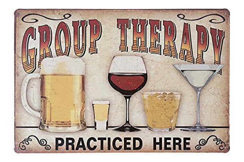 ERLOOD Retro Vintage Metal Tin Sign Wall Plaque Poster Cafe Bar Pub Beer Club Wall Home Decor Group Therapy Practiced Here 12 X 8 Inches ERLOOD Retro Vintage Metal Tin Sign Wall Plaque Poster Cafe Bar Pub Beer Club Wall Home Decor Group Therapy Practiced Here 12 X 8 Inches