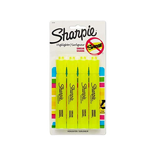 Sharpie 25164PP Accent Tank Highlighters, Chisel Tip, Fluorescent Yellow, 4-Count Pack, 5 Boxes