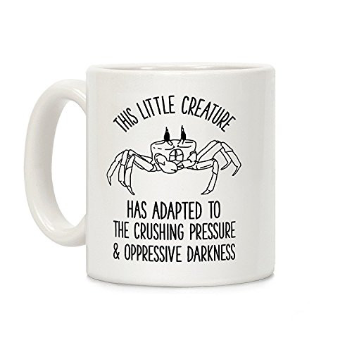 LookHUMAN This Little Creature Has Adapted White 11 Ounce Ceramic Coffee Mug