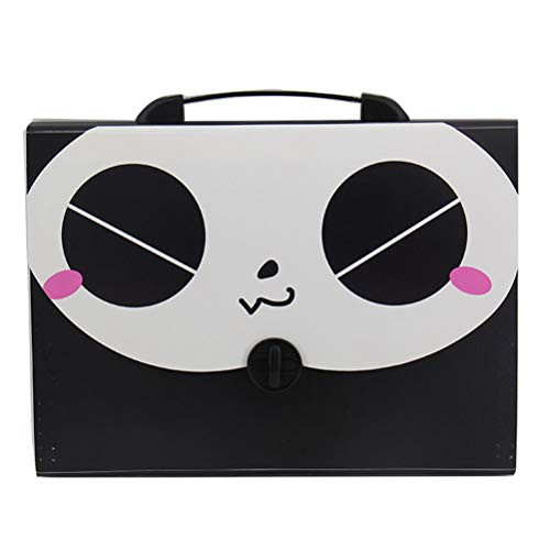 Lzttyee Cartoon Animal A4 Size 13 Pockets Expanding Accordion File Folder File Document Organizer with Button Closure (Black Panda)