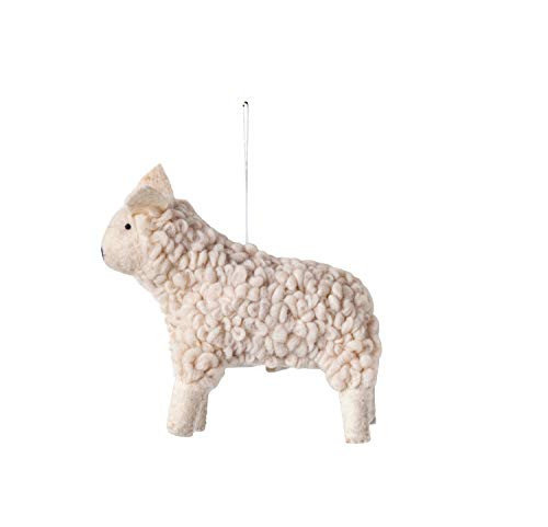 Creative Co-op Wool Sheep Textile Ornaments, White