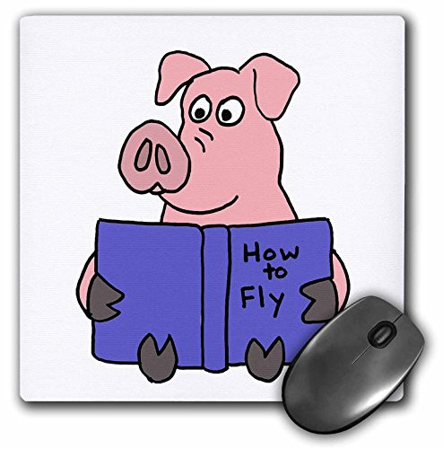 3D Rose"Funny Pig Reading How to Fly Book" Matte Finish Mouse Pad - 8 x 8" - mp_196083_1