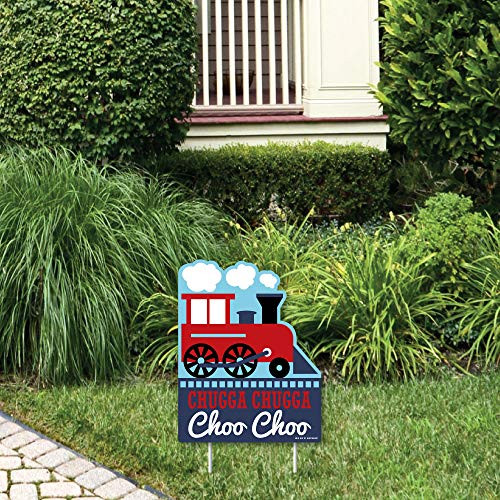 Big Dot of Happiness Railroad Party Crossing - Outdoor Lawn Sign - Steam Train Birthday Party or Baby Shower Yard Sign - 1 Piece Big Dot of Happiness Railroad Party Crossing - Outdoor Lawn Sign - Steam Train Birthday Party or Baby Shower Yard Sign - 1 Piece