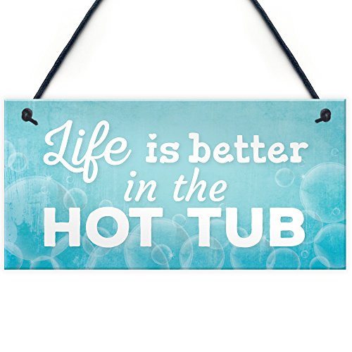 Novelty Hot Tub Sign Garden Decor Hanging Wall Shed Outdoor Plaque Jacuzzi Pool Summer Sign