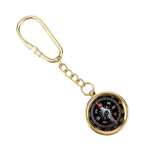 TG,LLC Treasure Gurus Solid Brass Nautical Directional Pocket Compass Keychain