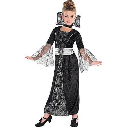 Suit Yourself Dark Countess Costume for Girls, Size Large, Includes a Long Black and Silver Dress, a Choker, and a Belt