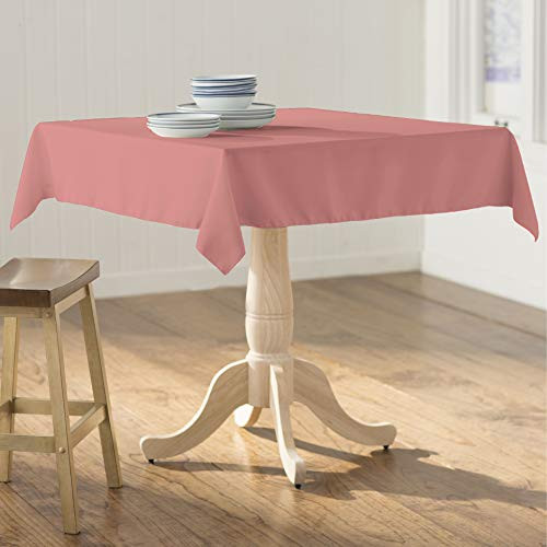 LA Linen Square Tablecloth - 58 x 58"  Inch-Square Table Cloth for 36" Table in Washable Polyester - Great for Intimate Dinners, Parties, Holiday Dinner, Wedding & More in Dusty Rose